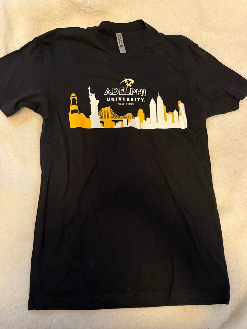 Adelphi University New York Skyline Logo Tee - Black & Yellow